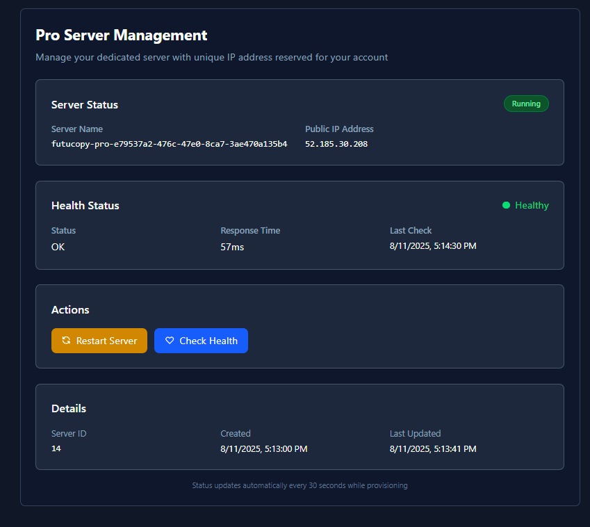 Dedicated Infrastructure Dashboard